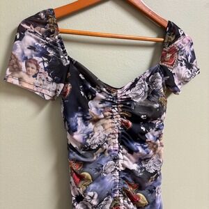 JADED London Women Y2K Top XS Festival Coquette Whimsigoth Sheer Fairy Grunge